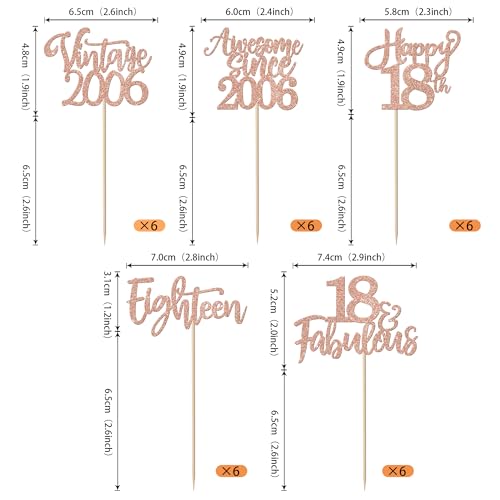 Oferta Flash 30 vintage decoración con Happy Eighteen Since Cupcake 18 decoración cumpleaños boda decoración