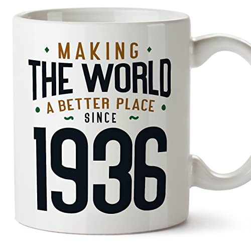 Consigue ahora MUGFFINS Tazas Navidad 1936 Cumpleaños - En Inglés - Making the World a Better Place - 11 oz / 330 ml - Regalo original y divertido Rebajas 2024 | regaloscumple.com