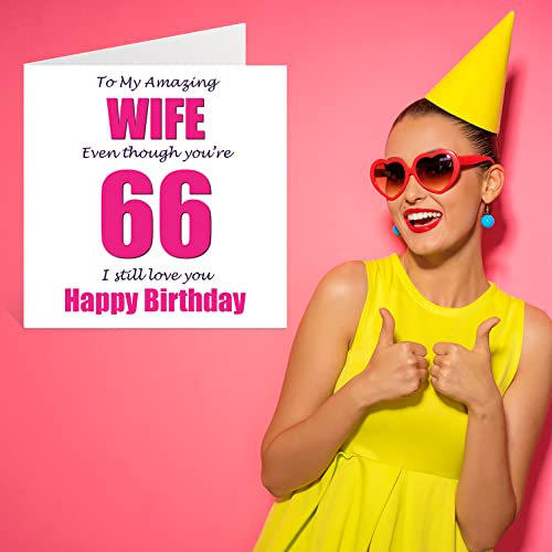 Mejores precios Divertidas tarjetas de felicitación 66 cumpleaños para esposa, I Still Love You, pareja sesenta y seis regalos bromas sexta 145 mmx145 mm