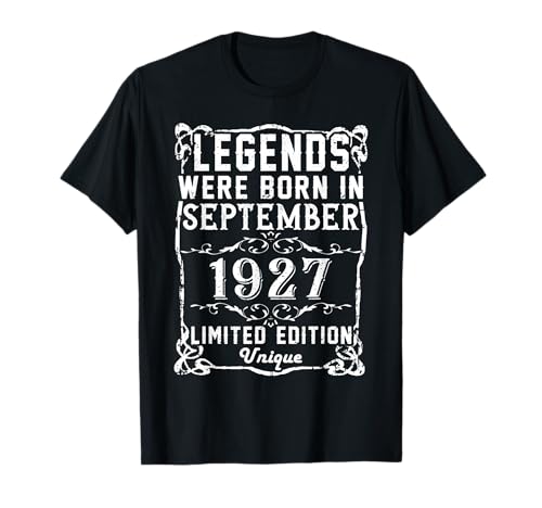 Consigue ahora Cumpleaños Septiembre 1927 Edición Limitada Regalo Vintage Camiseta Top Navidad Precio 2024 | regaloscumple.com