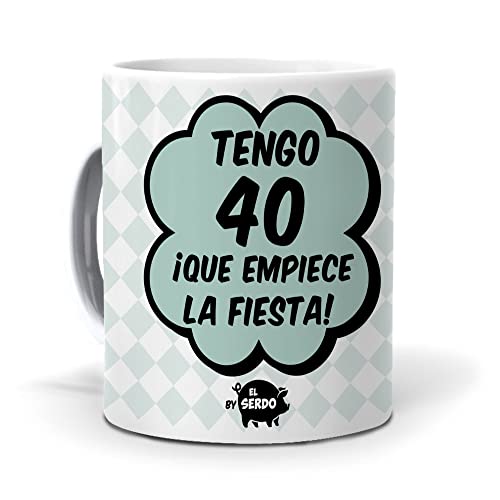 Comprar Mundohuevo Taza Regalo Divertido. BlackFriday Tengo 40 Que empiece la Fiesta. 350 ml. Rebajas 2025 | regaloscumple.com
