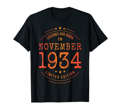 Comprar Cumpleaños Noviembre 1934 Edición Limitada Regalo Regalos Vintage Camiseta Ofertas 2024 | regaloscumple.com