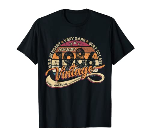Consigue ahora Vintage cumpleaños enero Regalos 1986 Enhorabuena Camiseta Ofertas 2025 | regaloscumple.com