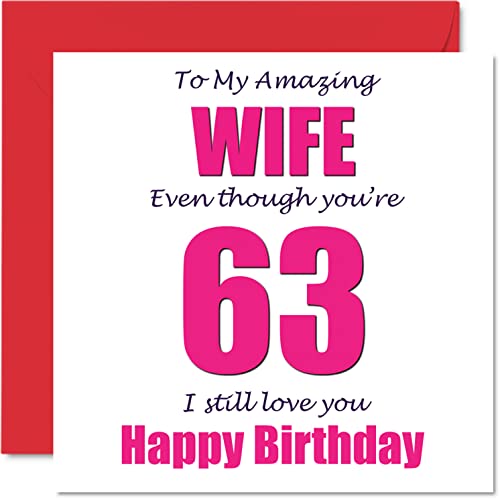 Consigue ahora Divertidas tarjetas felicitación 63 cumpleaños para esposa 63 I Still Love You tarjeta feliz cumpleaños para esposa marido pareja sesenta y tres regalos bromas 63 terceras esposas 145 BlackFriday mm x 145 mm Ofertas 2025 | regaloscumple.com