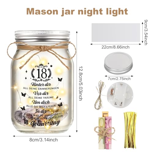 Ofertas de última hora Colexy Regalos para 18 cumpleaños niña niño luz LED botella regalo dinero embalaje con papel deseado, 18. Regalo de luminosa, ideas