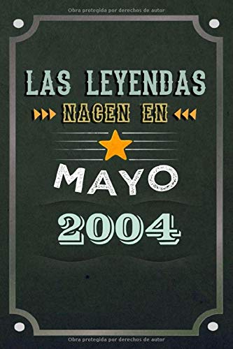 Consigue ahora Las leyendas nacen en Mayo 2004: REGALO DE CUMPLEAÑOS NACIDOS Cumpleaños EN LOS AÑOS 2004 Regalos Creativos Cuaderno forrado Diario 15.24 x 22.86 cm CUADERNO DE ... CUADERNO DE NOTAS REGALOS PERSONALIZADOS Ofertas 2025 | regaloscumple.com
