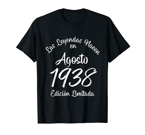 Comprar Las Leyendas nacen en Agosto Cumpleaños 1938 Regalo 83 años Camiseta Rebajas 2025 | regaloscumple.com
