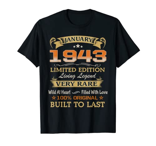 Consigue ahora Edición limitada enero 1943 Living Legend 79 Navidad cumpleaños Camiseta Rebajas 2024 | regaloscumple.com