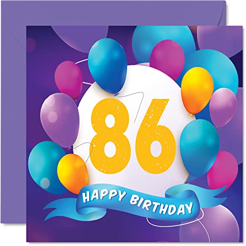 Comprar Tarjeta cumpleaños número 86 para hombres y mujeres fiesta globos BlackFriday tarjetas feliz cumpleaños para hombre 86 años gran abuelo abuela abuela abuela abuela abuela abuela abuela abuela abuela abuela mamá papá 145 mm x 145 mm tarjetas felicitación cumpleaños regalo Top Precio 2024 | regaloscumple.com