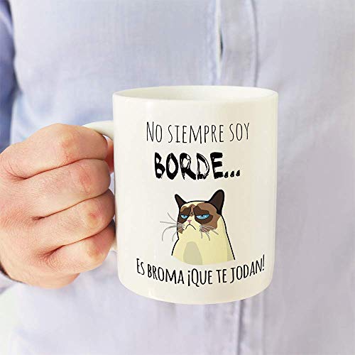 Ofertas MUGFFINS Taza de Cerámica Graciosa - No Siempre Soy Borde, es Broma 350 ml Frases Humor sarcástico