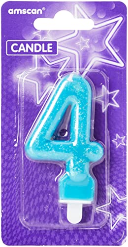 Consigue ahora Amscan- Vela Navidad numero con purpurina para tartas Color azul 4 (9900765) Ofertas 2025 | regaloscumple.com