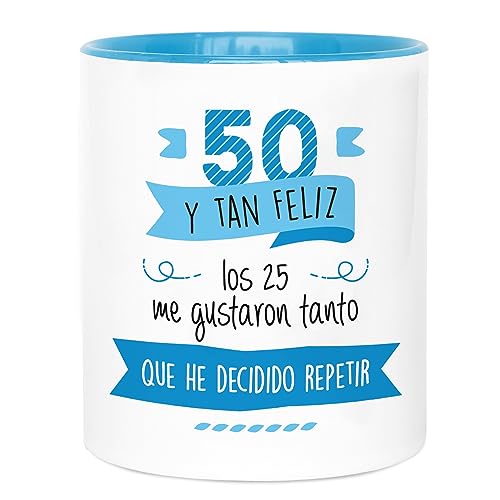 Comprar LA MENTE ES MARAVILLOSA - Taza Cerámica con Frase |50 y tan Feliz Ideas para regalar los 25 me Gustaron Tanto que he Decidido Repetir| 330 ml Regalo Original para una Persona Especial Taza Café y Té Rebajas 2025 | regaloscumple.com