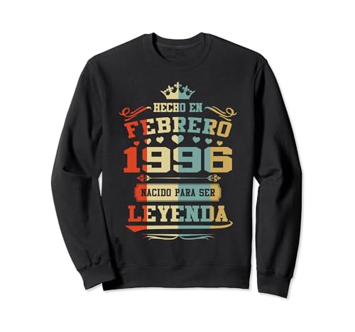 Comprar Hecho En Febrero 1996 Catálogo Cumpleaños 28 Años Leyenda Sudadera Ofertas 2025 | regaloscumple.com