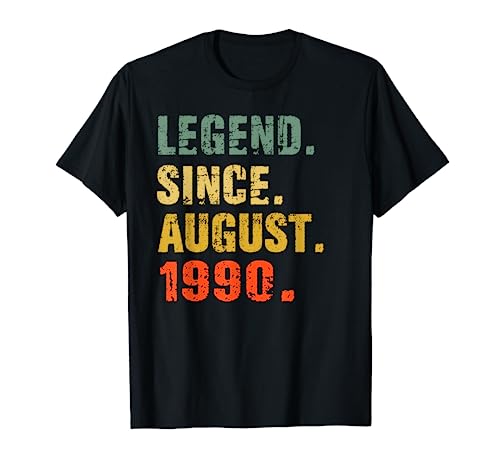 Comprar Regalos cumpleaños 32 años Regalos Leyenda desde agosto 1990 Camiseta Top Precio 2024 | regaloscumple.com