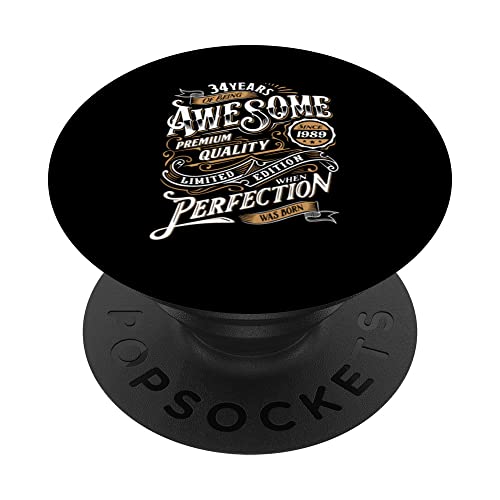 Comprar Texto En Inglés 34 Years Awesome Since 1989 34 BlackFriday Cumpleaños PopSockets PopGrip Intercambiable Top Precio 2025 | regaloscumple.com