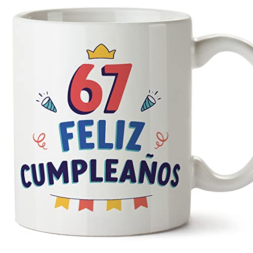 Comprar MUGFFINS Tazas 67 Cumpleaños - En Promoción Español - ¡Feliz Cumpleaños! - 11 oz / 330 ml - Regalo original y divertido Ofertas 2025 | regaloscumple.com