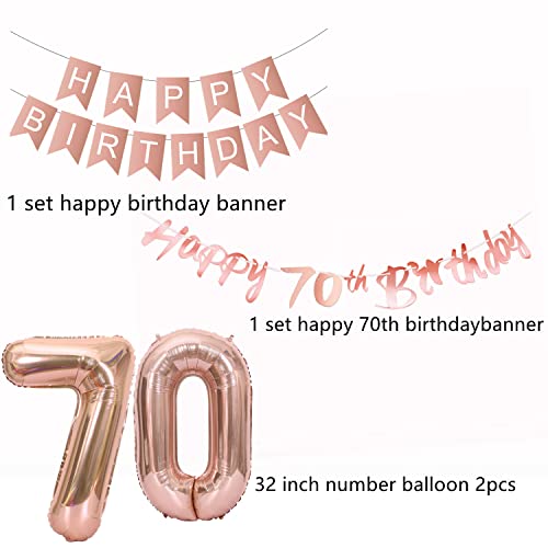 Comprar ahora Rosa 70 deco Oro foil 70 decoración Feliz cumpleaños Happy Birthday mujer rosa cumpleaños deco
