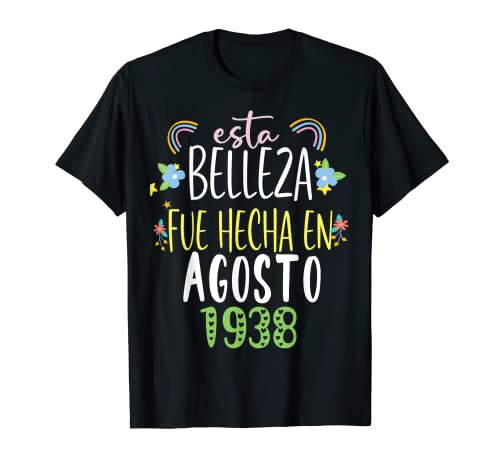 Consigue Regalos ahora Hecha En agosto 1938 Mujer Regalo 84 años Cumpleaños Camiseta Rebajas 2025 | regaloscumple.com