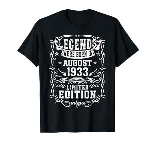 Consigue ahora BlackFriday Cumpleaños Agosto 1933 Edición Limitada Regalo Legend Camiseta Rebajas 2025 | regaloscumple.com