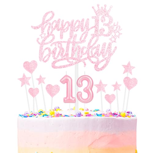 Consigue ahora Mciskin Happy 13th Birthday Candles Cake Toppers Set número 13 velas para pastel velas fiesta cumpleaños velas pastel cumpleaños rosa claro decoración cupcakes con forma Navidad corazón Ofertas 2025 | regaloscumple.com
