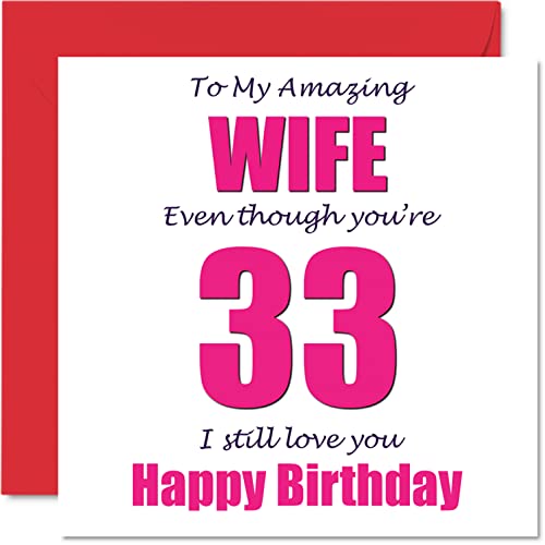 Consigue ahora Divertidas tarjetas felicitación 33 cumpleaños para esposa Catálogo 33 I Still Love You tarjeta feliz cumpleaños para esposa marido regalos bromas 145 mmx145 mm Ofertas 2024 | regaloscumple.com