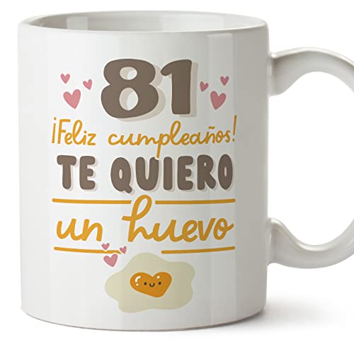 Comprar MUGFFINS Tazas 81 Cumpleaños - En Español - Te quiero un Huevo Regalo Amigos Novios Familiares - 11 oz / 330 ml - Regalo original y divertido Ideas para regalar Rebajas 2024 | regaloscumple.com