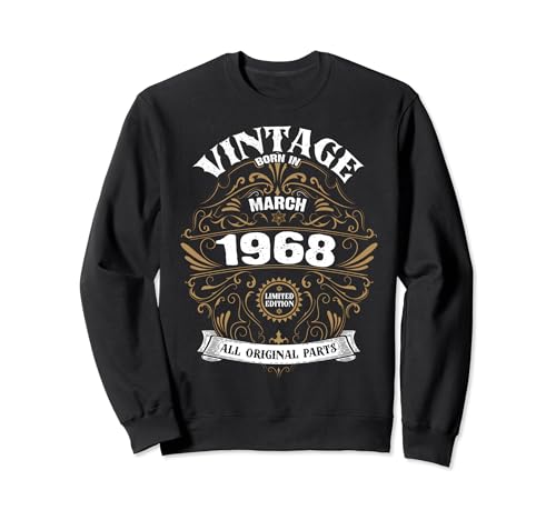 Consigue ahora Nacido Catálogo en marzo 1968 Piezas originales Vintage Marzo Cumpleaños Sudadera Ofertas 2024 | regaloscumple.com