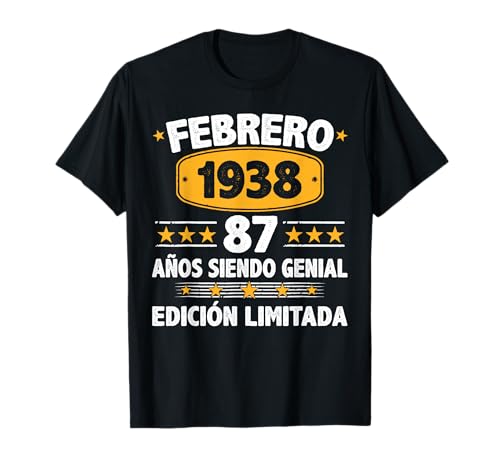 Comprar Febrero 1938 87 Años Hombre Cumpleaños Regalo BlackFriday Febrero 1938 Camiseta Rebajas 2025 | regaloscumple.com