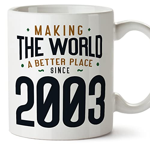 Consigue ahora MUGFFINS Tazas 2003 Cumpleaños - Catálogo En Inglés - Making the World a Better Place - 11 oz / 330 ml - Regalo original y divertido Rebajas 2024 | regaloscumple.com