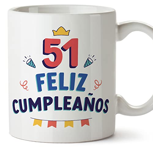 Consigue ahora MUGFFINS Tazas BlackFriday 51 Cumpleaños - En Español - ¡Feliz Cumpleaños! - 11 oz / 330 ml - Regalo original y divertido Top Precio 2025 | regaloscumple.com