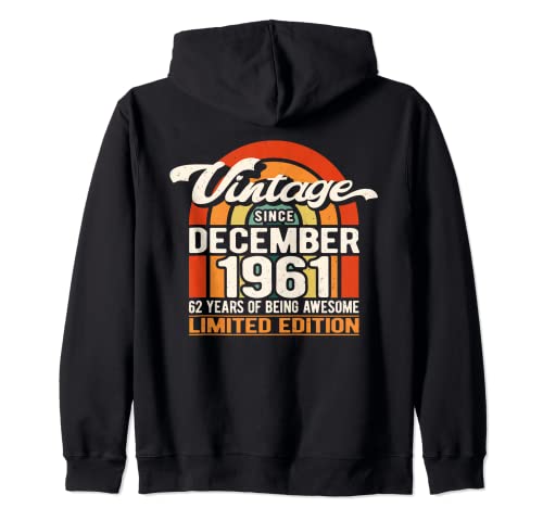 Consigue ahora 62 Years of Awesome Vintage Diciembre 1961 - Cumpleaños 62 Sudadera con Cumpleaños Capucha Top Precio 2025 | regaloscumple.com
