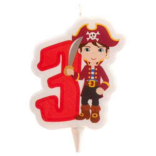 Consigue ahora Dekora - Vela Cumpleaños 2D Pirata para Tartas Regalos Infantiles - Numero 3 Top Precio 2025 | regaloscumple.com