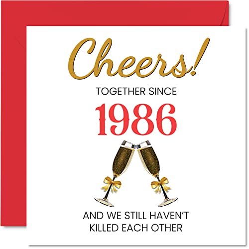 Consigue ahora Divertida tarjeta 37 aniversario para marido y esposa juntos desde 1986 tarjetas feliz 37 aniversario boda para pareja regalos Te amo tarjetas felicitación 145 mm x 145 mm para Navidad Top Precio 2024 | regaloscumple.com