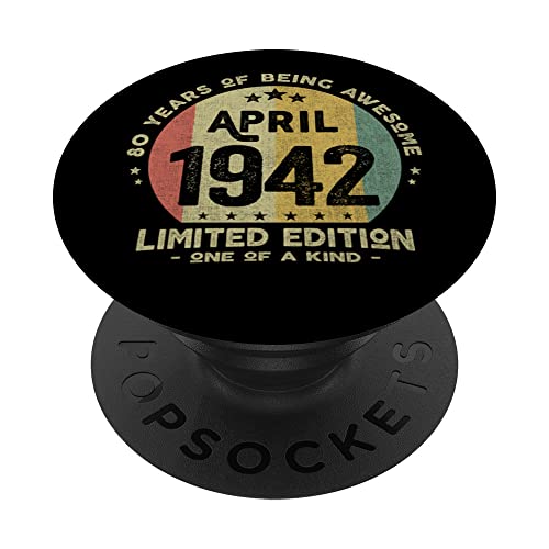 Consigue ahora Regalo 80 años Cumpleaños Hombre Mujer Navidad - Abril 1942 PopSockets PopGrip Intercambiable Top Precio 2024 | regaloscumple.com