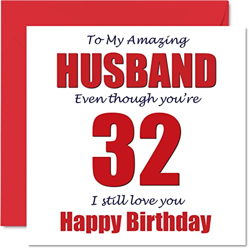 Comprar Divertidas tarjetas cumpleaños 32 para marido 32 I Still Love You tarjeta feliz cumpleaños para marido esposa pareja treinta y dos regalos broma Cumpleaños treinta y dos segundos para esposo tarjetas felicitación humor broma 145 mm x 145 mm Rebajas 2024 | regaloscumple.com