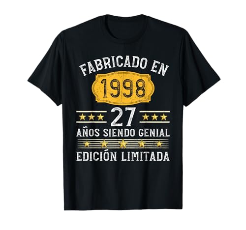 Consigue ahora 27 Ideas para regalar años Cumpleaños Hombre Mujer Fabricado En 1998 Camiseta Top Precio 2024 | regaloscumple.com