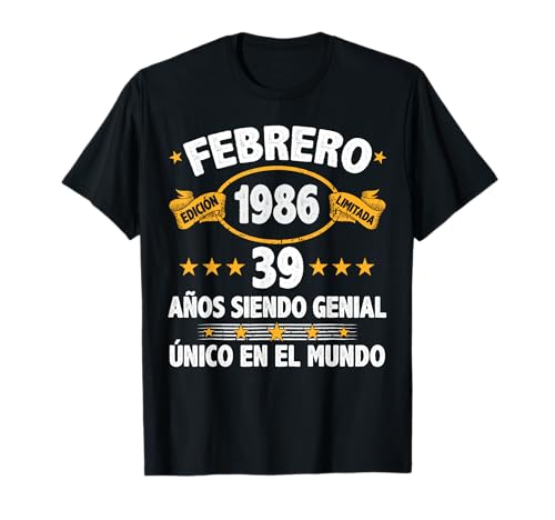 Comprar Febrero 1986 39 Catálogo Años Hombre Cumpleaños Regalo Febrero 1986 Camiseta Top Precio 2025 | regaloscumple.com