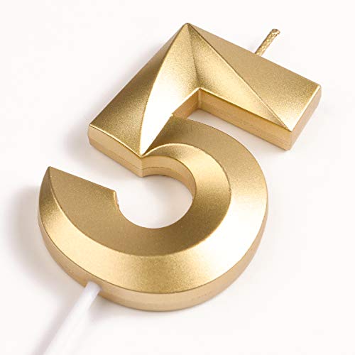Oferta Flash URAQT Velas Cumpleaños, de Pastel Cumpleaños Doradas, Números 5 para Cumpleaños/Aniversario Bodas/Fiesta Graduación, Número 0-9 Elegir