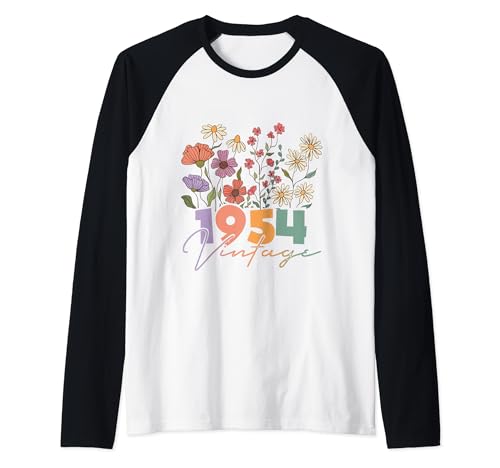 Comprar 70 años vintage 1954 70 cumpleaños Wildflower Promoción Mujer Camiseta Manga Raglan Top Precio 2024 | regaloscumple.com