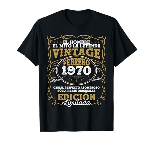 Consigue ahora Febrero 1970 Vintage - 55 Años Regalo Ideas para regalar Cumpleaños Hombre Camiseta Top Precio 2025 | regaloscumple.com