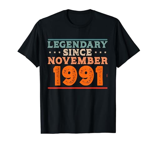 Consigue ahora Cumpleaños Legendario desde noviembre 1991 retro vintage fiesta cumpleaños Camiseta Top Precio 2025 | regaloscumple.com