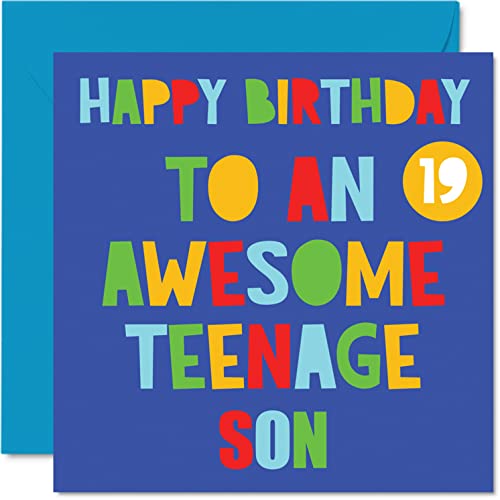 Consigue ahora Divertidas tarjetas cumpleaños 19 para hijo impresionante hijo adolescente 19 tarjeta feliz cumpleaños 19 para hijo mamá o papá regalos cumpleaños para Navidad hijo 145 mm x 145 mm tarjetas Ofertas 2024 | regaloscumple.com