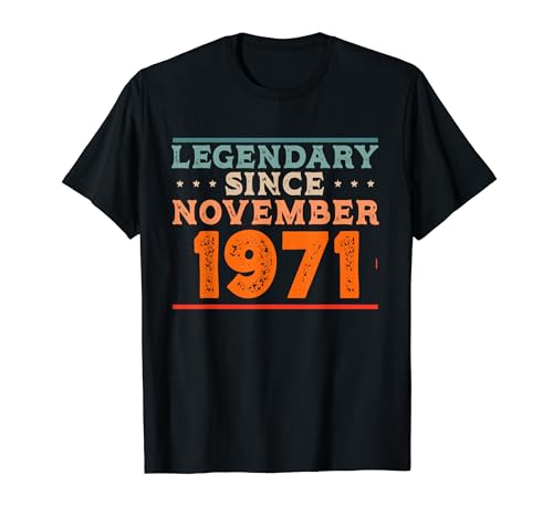 Consigue ahora Legendario desde noviembre BlackFriday 1971 retro vintage fiesta cumpleaños Camiseta Ofertas 2025 | regaloscumple.com