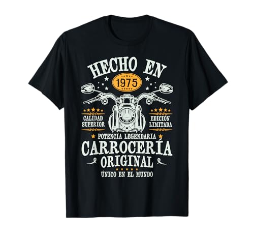 Comprar Hecho en 1975 - 50 Años Promoción Cumpleaños Moto Biker Hombre Motero Camiseta Rebajas 2025 | regaloscumple.com