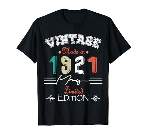 Consigue ahora Nacido Ideas para regalar En Mayo 1921 Vintage Feliz Cumpleaños 103 años Camiseta Rebajas 2024 | regaloscumple.com