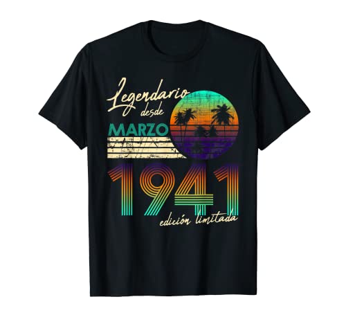 Consigue ahora Promoción Cumpleaños Hombre Regalos Legendario Desde Marzo 1941 Camiseta Top Precio 2024 | regaloscumple.com