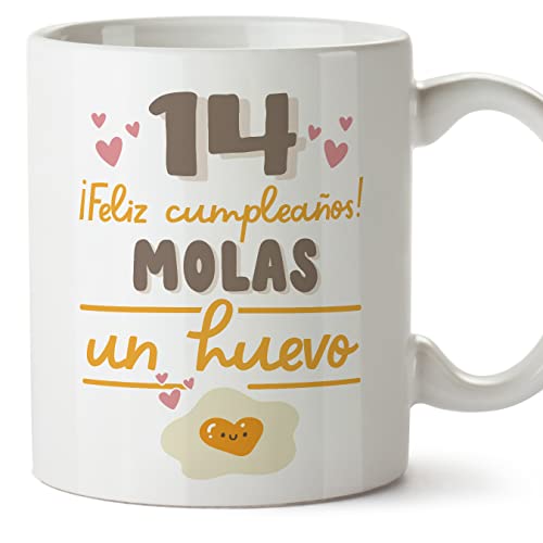 Consigue ahora MUGFFINS Tazas 14 Cumpleaños - En Español - Feliz BlackFriday Cumpleaños Molas un Huevo - 11 oz / 330 ml - Regalo original y divertido Ofertas 2024 | regaloscumple.com