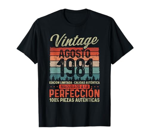 Consigue ahora Agosto 1981 Vintage Regalo Navidad 43 Años Cumpleaños Hombre Camiseta Ofertas 2024 | regaloscumple.com