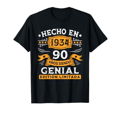 Consigue ahora 90 Cumpleaños 90 Años Hombre Hecho en 1934 Vintage Regalo Camiseta Ideas para regalar Ofertas 2024 | regaloscumple.com
