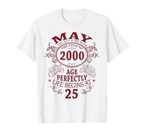 Comprar Regalo 25 Años Cumpleaños Cumpleaños Hombre Original Mayo 2000 Camiseta Ofertas 2024 | regaloscumple.com